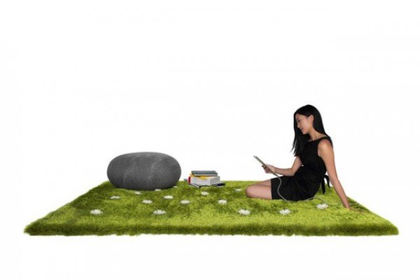 Không gian mát mắt với thảm Daisy Garden màu xanh lá