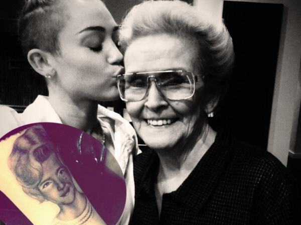 Miley Cyrus khoe hình xăm phát họa chân dung bà