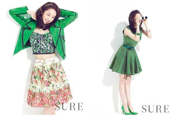 ถ่ายแบบเทรนด์เสื้อผ้าแฟชั่น สีเขียวสดใส ของสาวนิโคล วง KARA