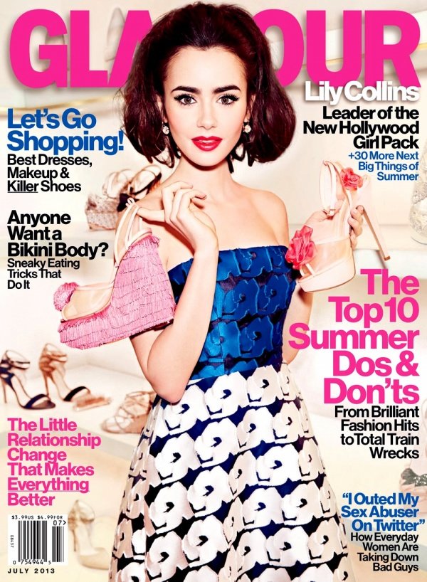Lily Collins rạng rỡ trên tạp chí Glamour US tháng 7/2013. [VIDEO]