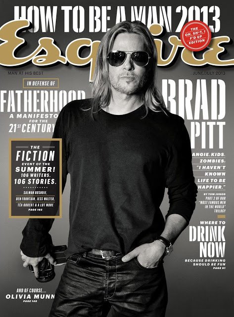 Brad Pitt lãng tữ với tóc dài bồng bềnh trên tạp chí Esquire Mỹ tháng 6&7