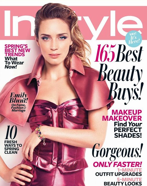 Emily Blunt tạo dáng quý phái trên tạp chí InStyle Mỹ tháng 5/2013.