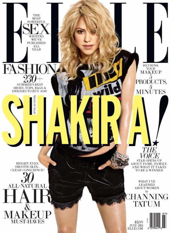 Shakira khuấy động bìa tạp chí ELLE US tháng 7/2013.