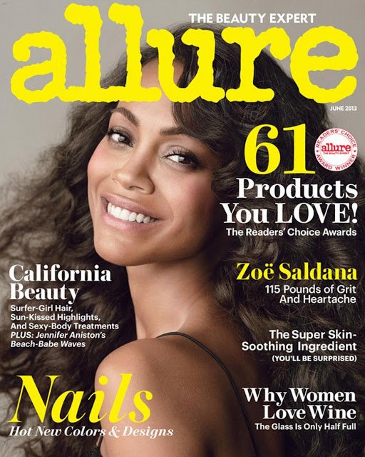 Zoe Saldana khoe thân trần trên tạp chí Allure Mỹ tháng 6/2013. [PHOTOS]