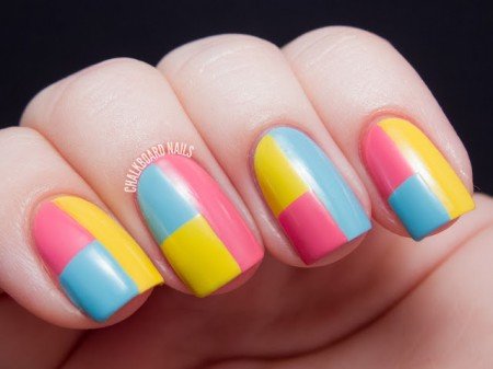 โดนใจสุดๆ เพ้นท์เล็บ สไตล์ Color Blocking สีเจ็บจี๊ด…