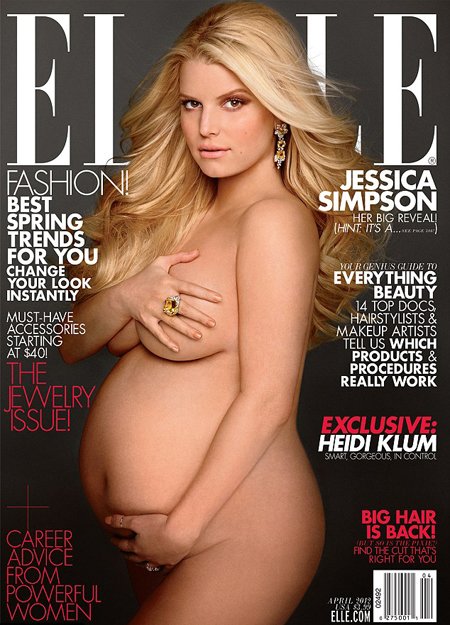 Bà bầu Jessica Simpson thoát y trên Tạp chí ELLE tháng 4/2012