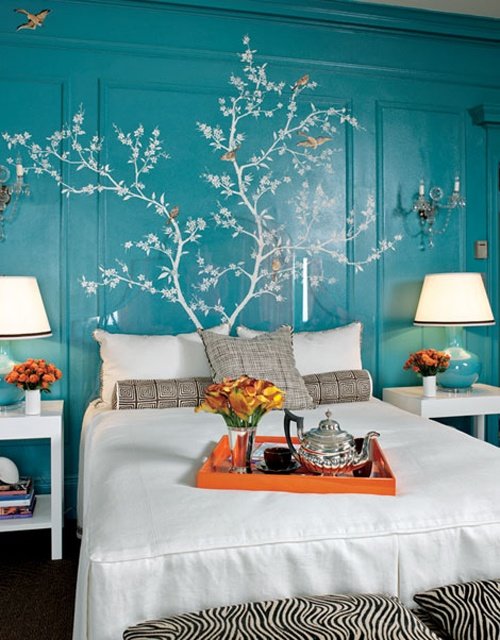 Cảm nhận sự bình yên với phòng ngủ màu xanh biển và xanh turquoise